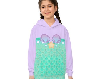 Mermaid Pastel Kids Hoodie | Light Purple Hoodie Sweater | Mommy and Me Sweater | Mermaid Sweater | Matching Family Outfit