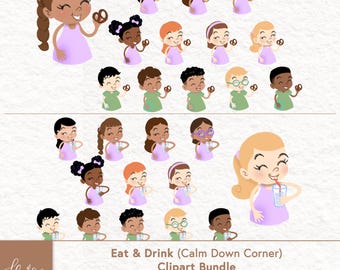 Eat & Drink Basic Demands Calm Down Corner Clipart Bundle, SEL Classroom Decor (Digital Download)