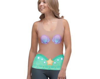 Mermaid Women's Fitted Tank Top | Mermaid Adult Fitted Tank Top | Mermaid Halloween Costume | Mommy and Me Shirt | Matching Family Outfit