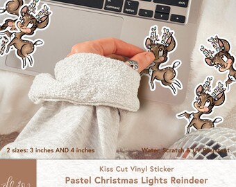Kiss-Cut Sticker | Pastel Christmas Lights | Pink Holiday | Water, scratch and UV Resistant Vinyl Sticker