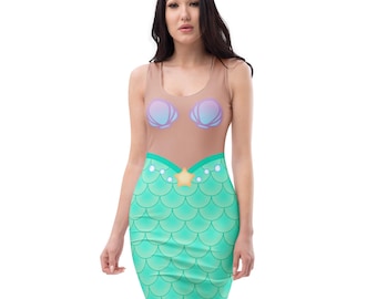 Mermaid Bodycon Dress | Mermaid Costume | Mermaid Halloween Costume | Mommy and Me Outfit | Matching Family Outfit