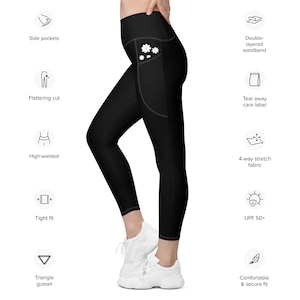 Leggings with POCKETS | Black and Daisies Leggings | Mommy and Me Leggings | Floral Leggings | Mommy and Me | Matching Family Outfit