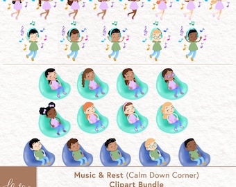 Music & Rest Calm Down Corner Clipart Bundle, SEL Classroom Decor (Digital Download)