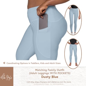 Leggings mit Taschen | Staubige Blaue Leggings | Mama und ich Leggings | Blau Leggings | Weiche Leggings | Mama & Ich | Passendes Familien Outfit