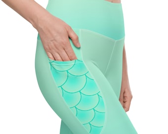 Mermaid Leggings with POCKETS | Mermaid Costume | Mermaid Scales Tail | Halloween Costume | Mommy and Me Leggings | Matching Family Outfit