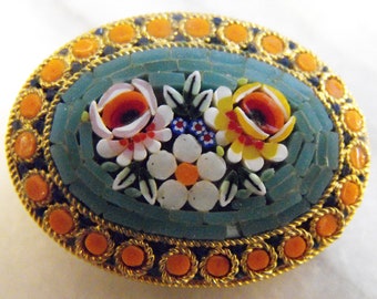 Vintage Micromosaic Italian Brooch