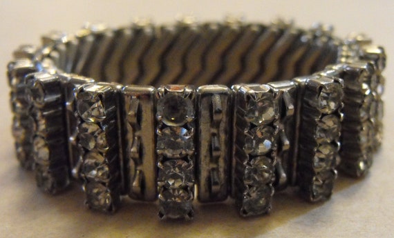 Art Deco Stretch Bracelet with Prong Mounted Rhin… - image 1