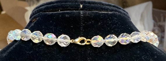 Lovely Clear Faceted Crystal Aurora Borealis Neck… - image 2