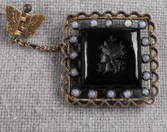 Diana Goddess of the Hunt the Moon and Nature Intaglio Cameo with Moonstones