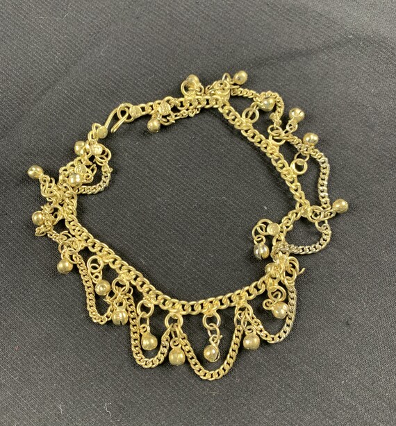 Vintage Gold-Tone Bell Anklet, approximately 10"