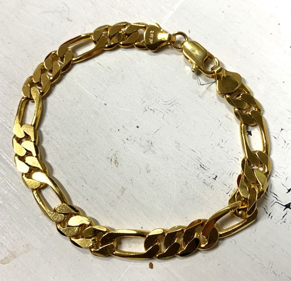 Vintage Gold 24 KGP Link Bracelet, 7.5 inches. - image 1