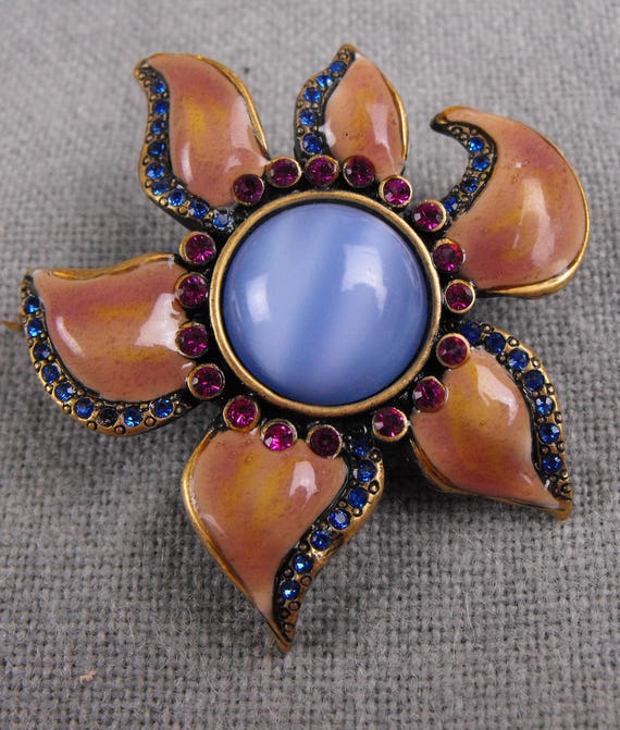 Enameled Copper Brooch Starfish shape - image 2