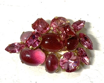 Vintage Pink Rhinestone Brooch