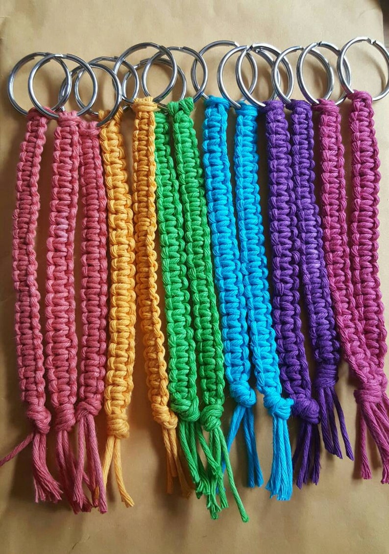 Macramé Square Knot Keychain Key Fob Etsy