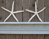 Distressed Wood Wall Shelf With Crystal Nail Tacks, Metal Flowers and Rope Molding