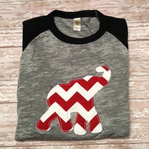 Alabama Crimson Tide Appliqued Raggedy Elephant  3/4 T-shirt