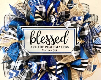 DIY Wreath Kit Blessed Are The Peacemakers Law Enforcement Wreath Kit