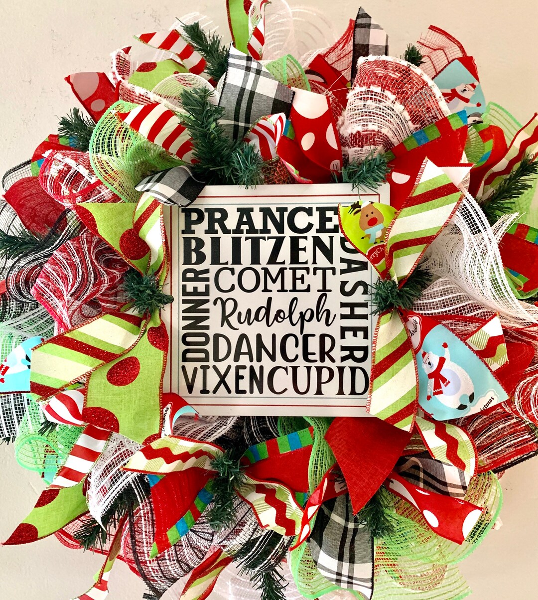 DIY Wreath Kit Reindeer Names Christmas Wreath Kit Etsy