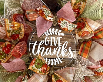 DIY Fall Wreath Kit: Blush Autumn 'Give Thanks' Decor