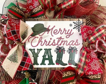 DIY Christmas Wreath Kit: 'Merry Christmas Y'all' Precut Materials