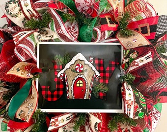 DIY Christmas Wreath Kit: Joy Gingerbread Theme, 26" Precut Materials