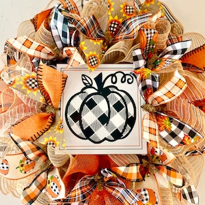 DIY Wreath Kit Fall Autumn Buffalo Plaid Pumpkin Wreath Kit