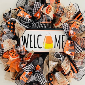 DIY Wreath Kit Halloween Candy Corn Welcome Wreath Kit