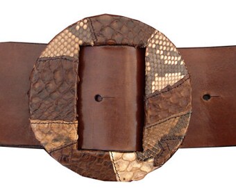 LEATHER HANDMADE BELT / Leather Belt / Belt Handmade / Belt Accessories / Belt Women / Python Belt / Original Belt / Belt Brown.