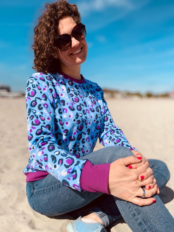 Damen Pullover bunt, Shirt mit Leomuster, Pullover Leo, Pulli