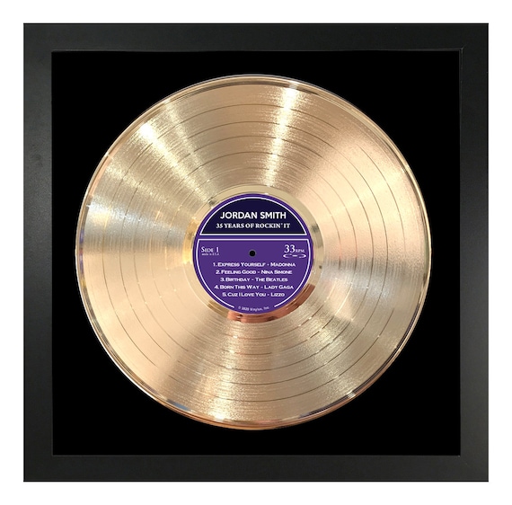 PERSONALIZED Authentic Framed Gold Vinyl Record - Etsy