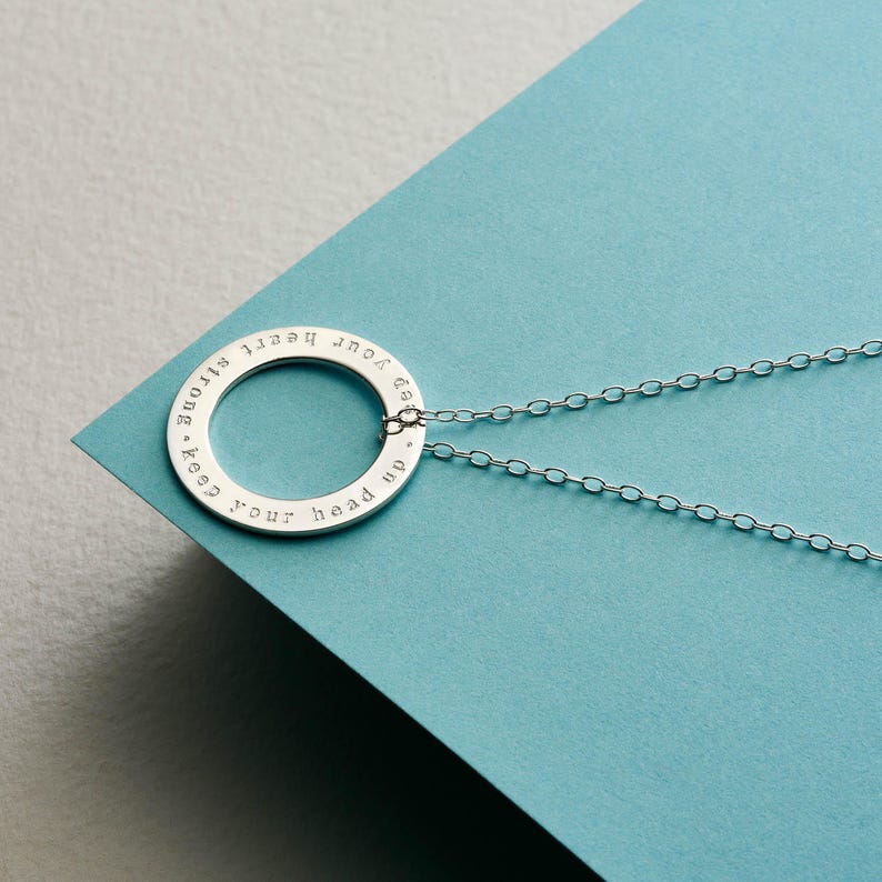 Personalised Necklace Roman Numerals Necklace Gift For Her Large Circle Message Necklace 25mm Anniversary Necklace