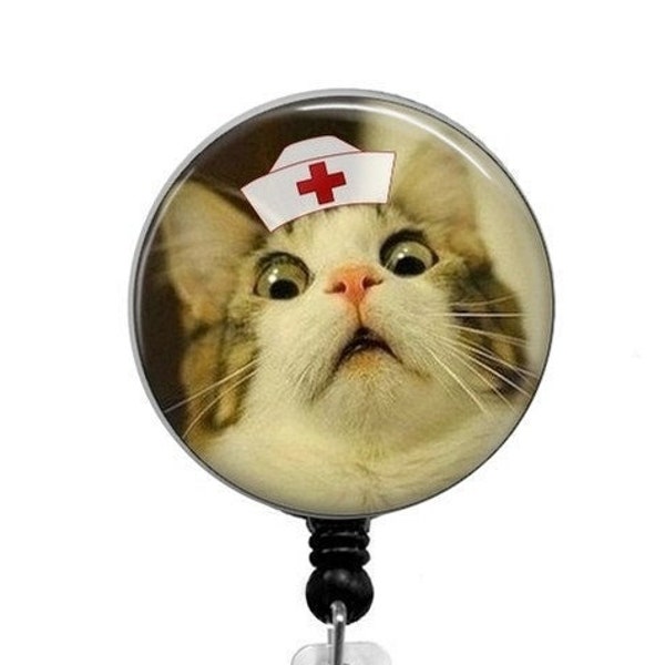 Retractable Badge Reel - Cat ID Badge - Badge Reels - Funny Cat Badge Reel - Funny Badge Reel  - D1