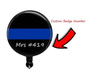 Thin Blue Line Badge Reel - Thin Blue Line ID - Badge Reels - Police Badge Reel - Police Support Badge Reel - Thin Blue Line - Police Wife