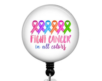 Retractable Badge Reel - Cancer Awareness ID Badge - Badge Reels - Breast Cancer Badge Reel - Cancer Ribbon Awareness ID - Oncology Nurse