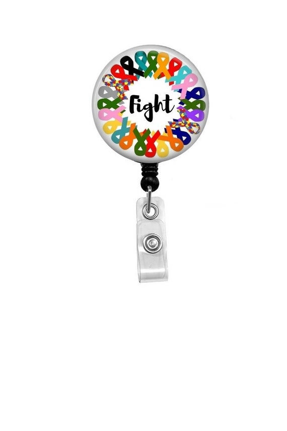 nursing awareness oncology doctor gift medical retractable id reels,magnetic RN initial name tag magnetic option All cancers Badge Reel