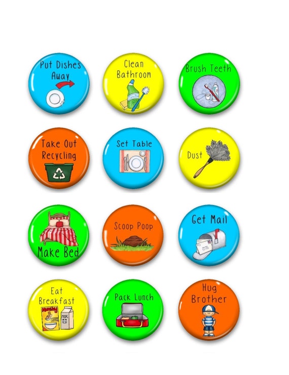 Chore Chart Magnets Primary Colors Chore Chart Magnets | Etsy