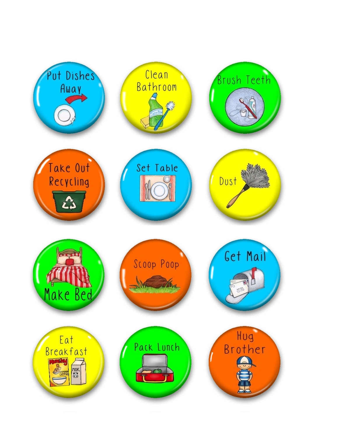 Chore Chart Magnets Primary Colors Chore Chart Magnets | Etsy
