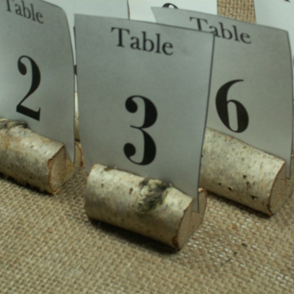 12 Birch Bark Rustic Table Number, Wedding Table Numbers, Holiday Dinner Rustic  Christmas decor