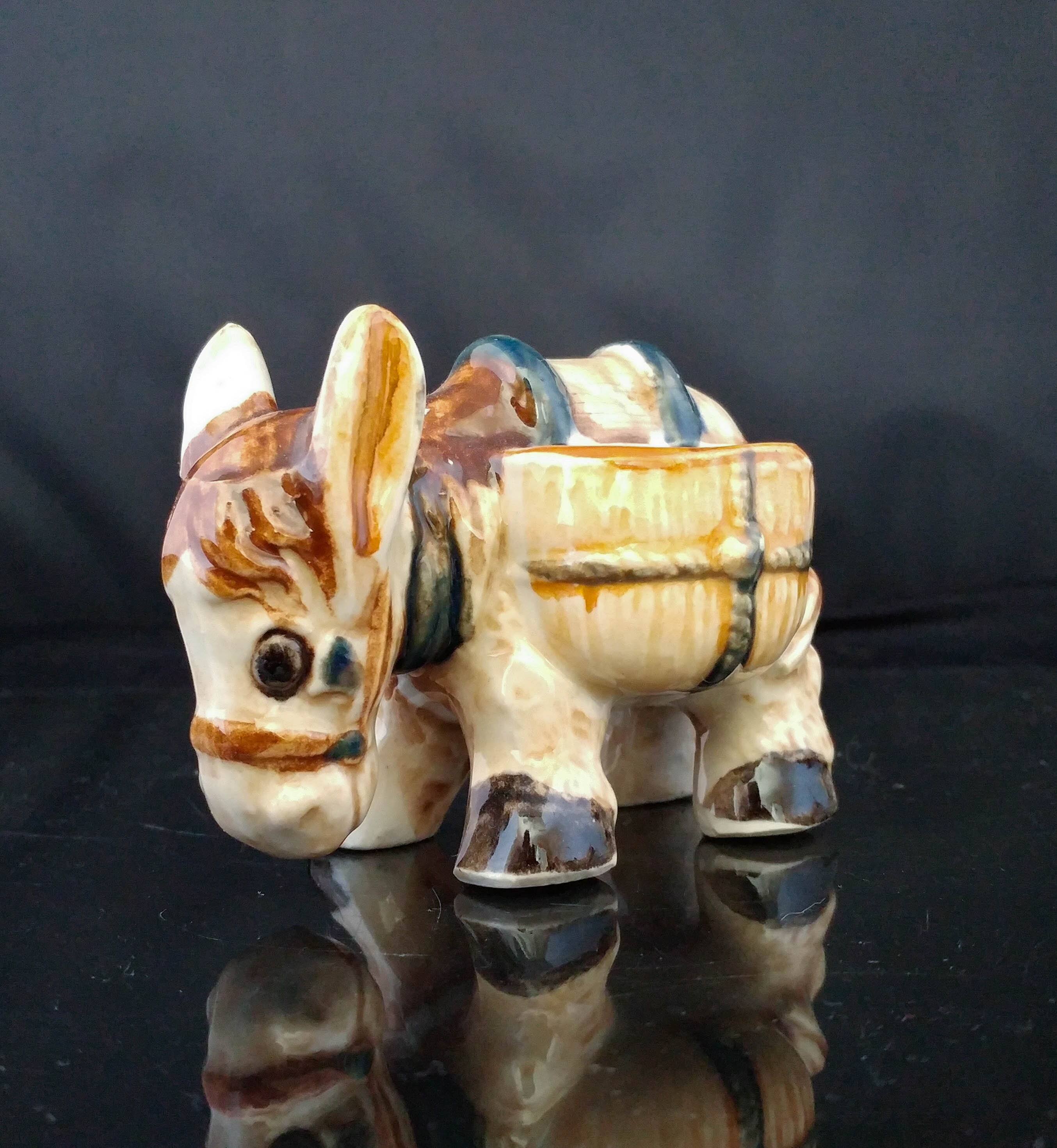 Vintage Small Donkey Baskets Succulent Planter Ceramic Decor Etsy