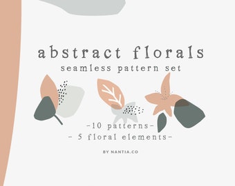 Abstract Floral Seamless Pattern Set