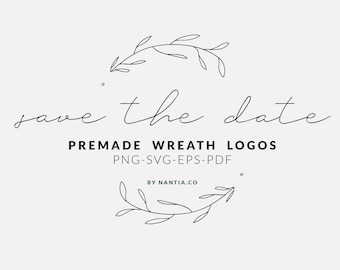 Save The Date Premade Wreath Logos