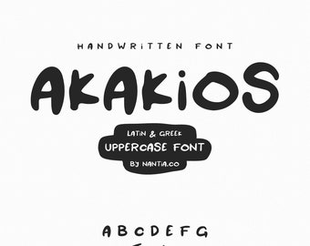 AKAKIOΣ uppercase Greek & Latin font