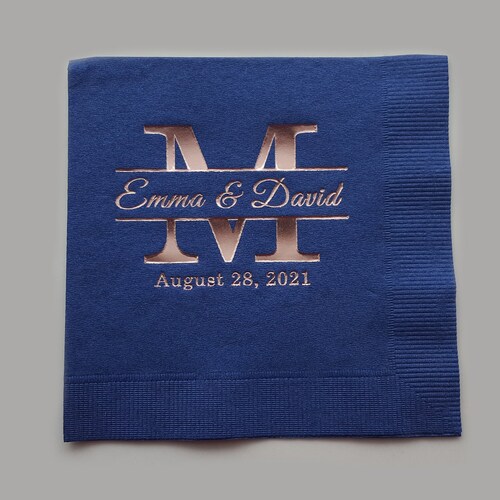 Monogram Cocktail Napkins Personalized Beverage Napkins Etsy