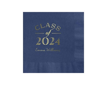 Class of 2024 Grad Party Napkins, Beverage Napkins Or Luncheon Napkins, Personalized Graduation Party Napkins