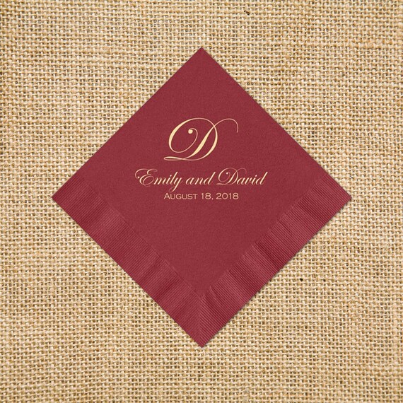 Monogrammed Napkins For Wedding Reception Personalized Etsy