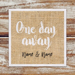 Cocktail Napkins, Rustic Wedding Rehearsal Dinner Cocktail Napkins, Personalized Napkins, Wedding Napkins Rustic Burlap Printed Design