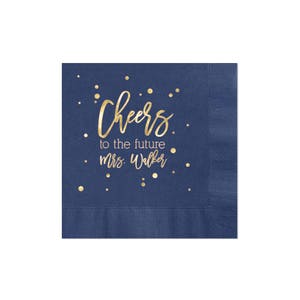 Personalized Bridal Shower Napkins, Bridal Shower Beverage Napkins, Cocktail Napkins For Bridal Shower, Shiny Metallic Foil Imprint