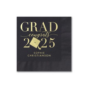 2025 Graduation Party Paper Napkins, Grad Party Napkins, Color Options, 50 3-Ply Paper Cocktail Napkins
