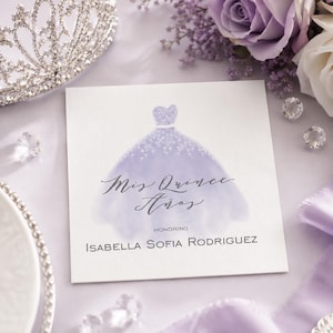 Quinceañera Napkins, Mis Quinceañera Servilletas Personalizadas, Personalized Beverage Or Luncheon Napkins, Dress Color Options Available