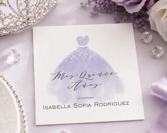 Quinceañera Napkins, Mis Quinceañera Servilletas Personalizadas, Personalized Beverage Or Luncheon Napkins, Dress Color Options Available